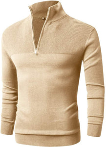 White Quarter Zip Pullover Men Sweater