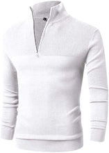 Load image into Gallery viewer, White Quarter Zip Pullover Men Sweater