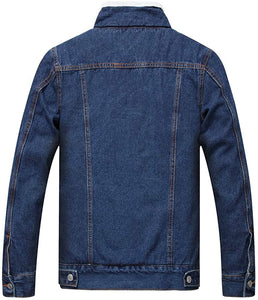 Men's Light Blue Fleece Jean Winter Cotton Sherpa Lined Denim Trucker Jacket
