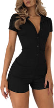 Load image into Gallery viewer, Honey Kisses Black Knit Short Sleeve Romper