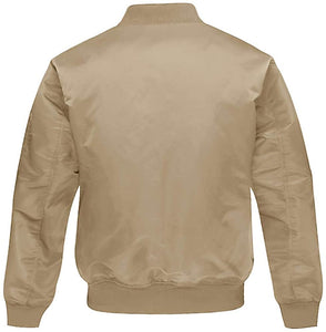 Men's Khaki Military Style Long Sleeve Bomber Jacket
