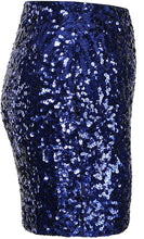 Load image into Gallery viewer, World Class Navy Blue Sparkle Bodycon Sequin Mini Skirt
