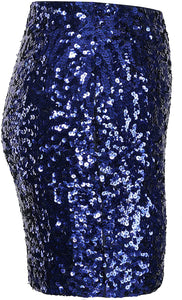 World Class Navy Blue Sparkle Bodycon Sequin Mini Skirt