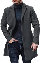 Load image into Gallery viewer, Men&#39;s Trench Coat Dark Grey Winter Warm Cotton Long Jacket Overcoat