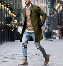 Load image into Gallery viewer, Men&#39;s Trench Coat Army Green Winter Warm Cotton Long Jacket Overcoat