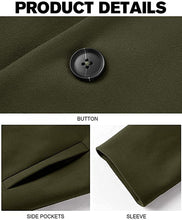 Load image into Gallery viewer, Men&#39;s Trench Coat Army Green Winter Warm Cotton Long Jacket Overcoat