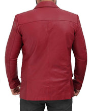 Load image into Gallery viewer, Men&#39;s Leather Blazer Red Sports Lambskin Button Closure Coat