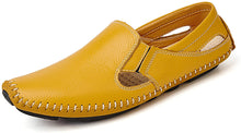 Load image into Gallery viewer, Leather Fashion Moccasin Slipper Yellow Casual Slip on Loafers