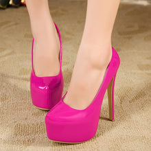 Load image into Gallery viewer, Slip On Pumps Hot Pink Pu Stiletto High Heels