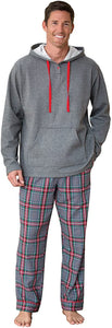Men's Hoodie Gray Plaid Pants Pajamas Set