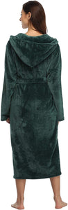 Emerald Green Plush Fleece Hooded Women's Robe