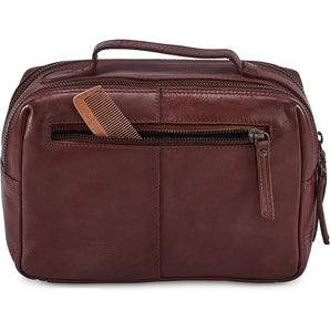 Brown Travel Pouch Organiser With Waterproof Lining Double Compartment