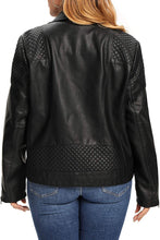 Load image into Gallery viewer, Plus Size Faux Leather Black Fashion Moto Biker Jacket