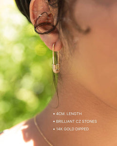 Studded Safety Pin Design Clip Earring