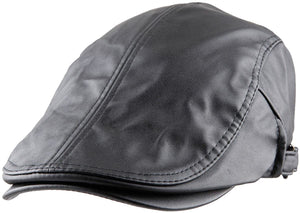 Men's Black PU Leather Classic Newsboy Cap