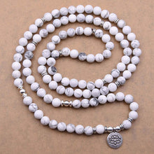 Load image into Gallery viewer, Emma Howlite Natural Beads With Lotus Charm