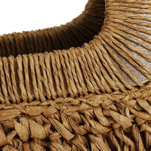Load image into Gallery viewer, Hand Woven Deep Coffee Straw Tote Beach Bag with Lining Pockets