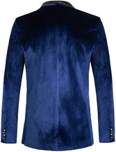 Load image into Gallery viewer, Men&#39;s Blue Velvet Long Sleeve Sports Blazer
