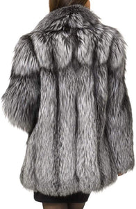 Fluffy Faux Fur Silver Grey Oversized Women's Coat