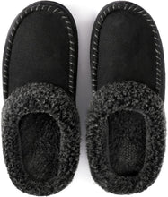 Load image into Gallery viewer, Men&#39;s Black Suede Foamy Fleece Lining Slippers