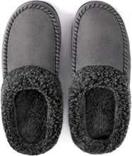 Load image into Gallery viewer, Men&#39;s Dark Grey Suede Foamy Fleece Lining Slippers