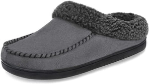 Men's Dark Grey Suede Foamy Fleece Lining Slippers