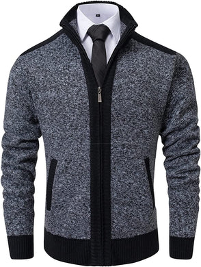 Men's Classic Dark Grey Soft Knitted Cardigan Sweater
