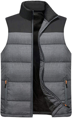 Men's Light Grey Outdoor Casual Stand Collar Padded Vest Coat