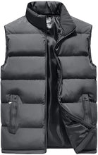 Load image into Gallery viewer, Men&#39;s Grey Outdoor Casual Stand Collar Padded Vest Coat