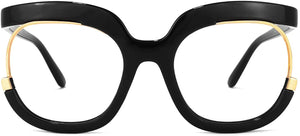Forever Black Square Oversized Clear Lens Women Glasses