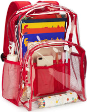 Load image into Gallery viewer, Classic Designs Red Durable Heavy Duty Clear Backpack