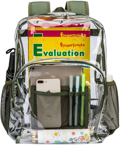 Classic Designs Green  Durable Heavy Duty Clear Backpack
