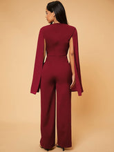 Load image into Gallery viewer, Splendid Burgundy Split Long Sleeve High Waist Jumpsuit