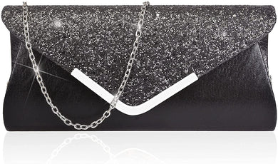 Evening Envelope Black Sequin Clutch Purse Handbag