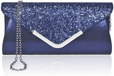 Evening Envelope Blue Sequin Clutch Purse Handbag