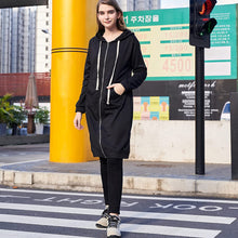 Load image into Gallery viewer, Hooded Long Sleeve Black Jacket with Pockets
