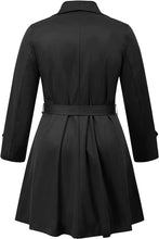 Load image into Gallery viewer, Lapel Trench Black Plus Size Coat Belted Lightweight Long Jacket
