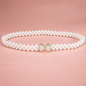 Beaded Pearl Flower Women's Dress Belt Pearl Bridal Beaded Shiny Diamond Waist Chain