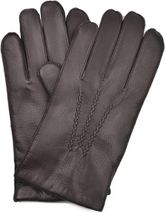 Winter Brown - Fleece Lining Deerskin Leather Gloves