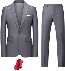 Men's Purple Long Sleeve Slim Fit 2 Piece Suit with Tie