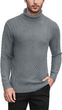 Load image into Gallery viewer, Men&#39;s White Turtleneck Slim Fit  Knitted Diamond Pattern Sweater