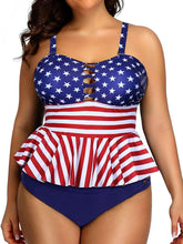 Load image into Gallery viewer, Modish American Flag Tummy Control Two Piece Bathing Suit