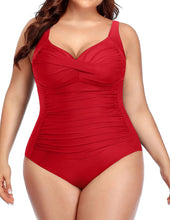 Load image into Gallery viewer, Red Plus Size One Piece Twist Front Bathing Suit