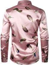 Load image into Gallery viewer, Men&#39;s Luxury Chained Black Printed Silk Like Satin Button Down Shirt