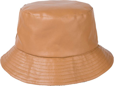Thalia Orange Bucket Hat PU Leather Waterproof Cap