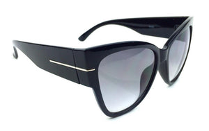 Black Designer Cat Eye Pointy Edge Sunglasses