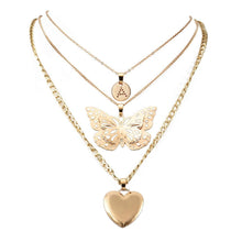 Load image into Gallery viewer, Bohemian Butterfly Heart Pendant Layered Necklace