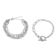 Load image into Gallery viewer, Handmade Minimalist Silver Charm Layering Bracelets Set