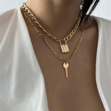 Load image into Gallery viewer, Lock Chain Gold Necklace for Women Key Pendant Collar Choker