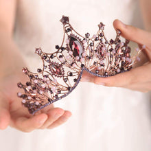 Load image into Gallery viewer, Rhinestones Purple Tiara Crown